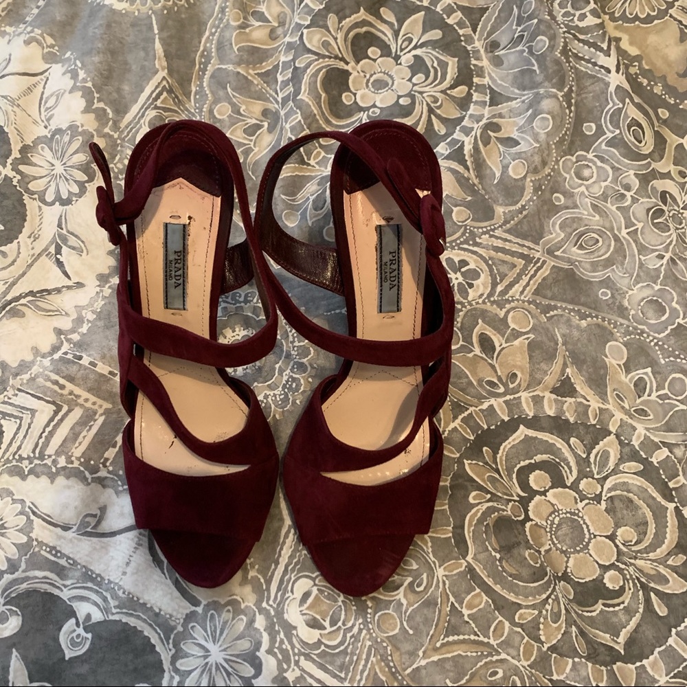 Prada Maroon Suede Heels